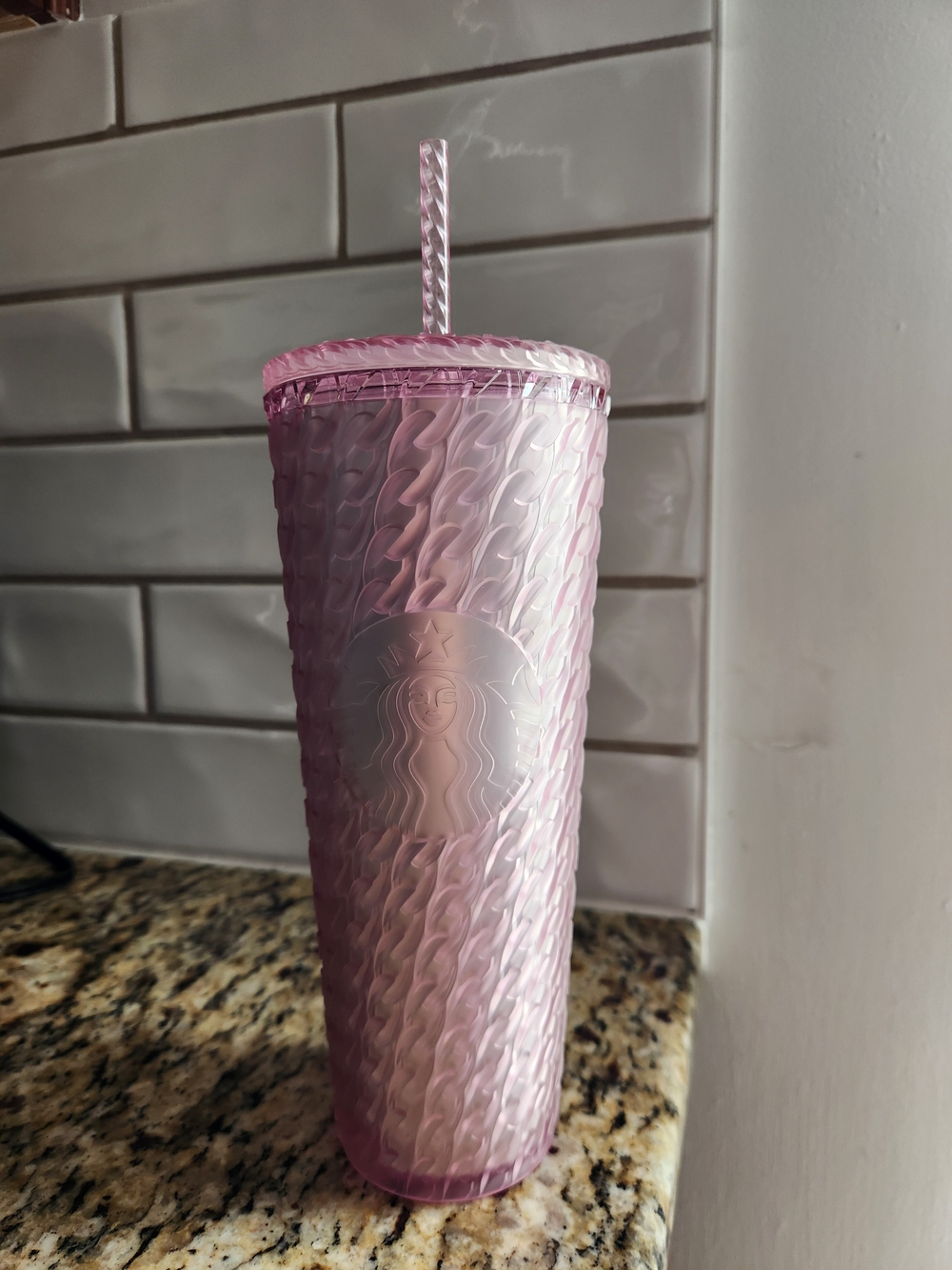 Starbucks Pink Iridescent Chainlink Tumbler with Straw